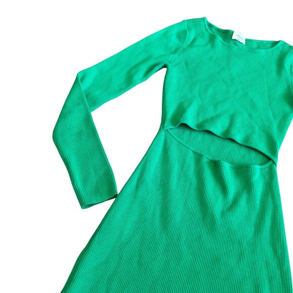 Wilfred Free Aritzia Long Sleeve Cutout Dress Green Stretch Size Small Womens - Picture 4 of 13